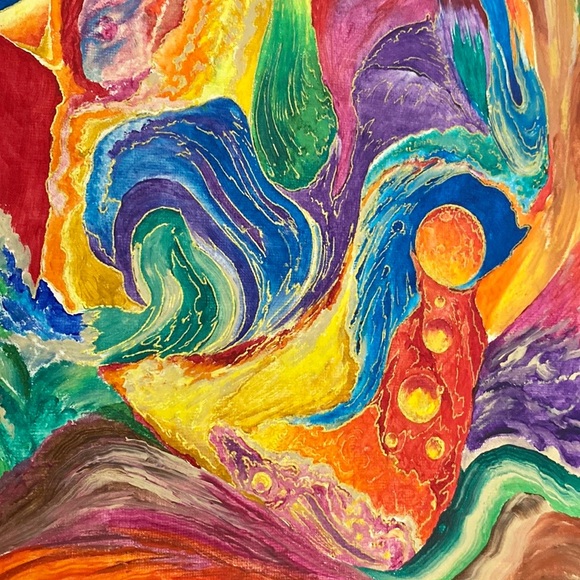 Original Acrylic Painting w/Gold Pen Called
"Meditation" 🎉 NWOT 🎉 - Picture 5 of 7